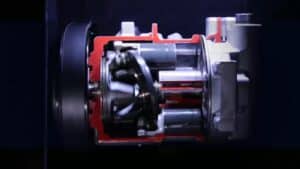 An interior look at an air conditioning compressor created by Toyota Industries Group, the worlds best ac compressors manufacturer which are designed to reduce energy consumption in vehicles.